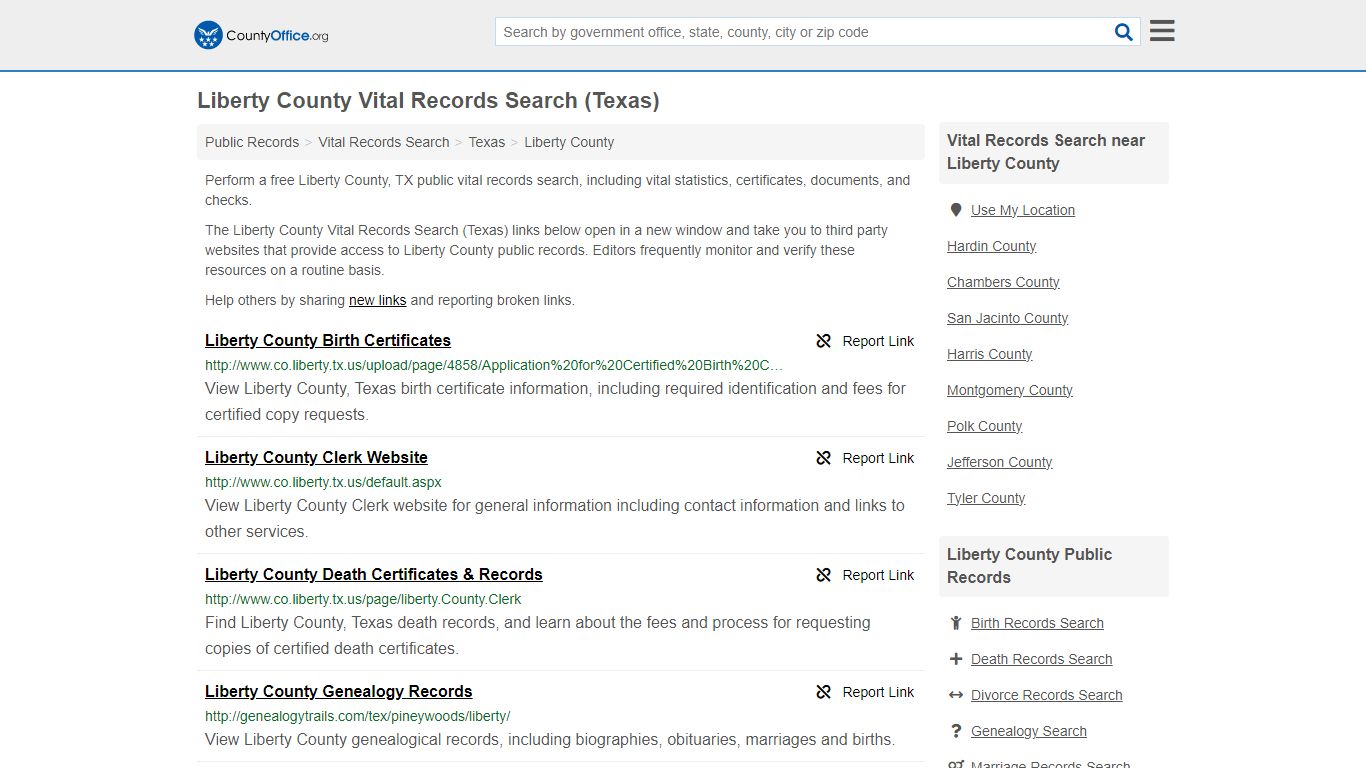 Vital Records Search - Liberty County, TX (Birth, Death, Marriage ...