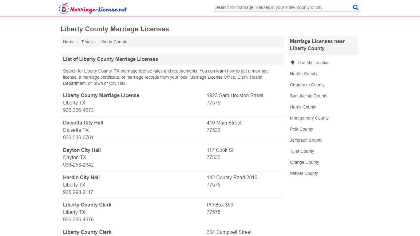 Liberty County Marriage Licenses